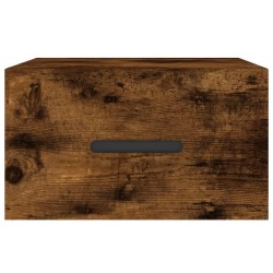 Table de chevet murale chêne fumé 35x35x20 cm 