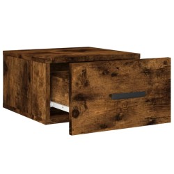 Table de chevet murale chêne fumé 35x35x20 cm 