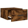 Table de chevet murale chêne fumé 35x35x20 cm 