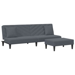 Ensemble de canapés 2 pcs avec coussins gris foncé velours 
