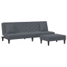 Ensemble de canapés 2 pcs avec coussins gris foncé velours 