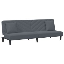 Ensemble de canapés 2 pcs avec coussins gris foncé velours 