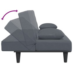Ensemble de canapés 2 pcs avec coussins gris foncé velours 
