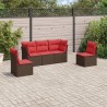 Salon de jardin avec coussins 5 pcs marron résine tressée 
