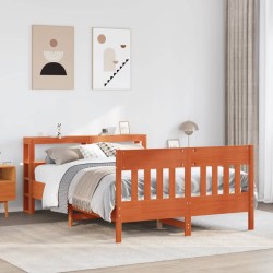 Cadre de lit sans matelas cire marron 140x200cm bois pin massif 