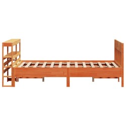Cadre de lit sans matelas cire marron 140x200cm bois pin massif 