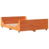 Cadre de lit sans matelas cire marron 140x190cm bois pin massif 