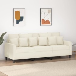 Canapé à 3 places Crème 180 cm Velours 