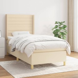 Sommier à lattes de lit avec matelas Crème 100x200 cm Tissu 