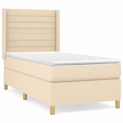 Sommier à lattes de lit avec matelas Crème 100x200 cm Tissu 