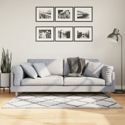 Tapis shaggy à poils longs moderne crème et noir 80x150 cm 