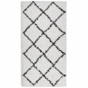 Tapis shaggy à poils longs moderne crème et noir 80x150 cm 
