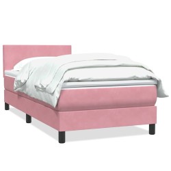 Sommier à lattes de lit avec matelas rose 90x210 cm velours 