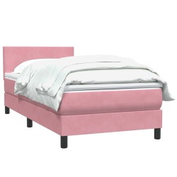 Sommier à lattes de lit avec matelas rose 90x210 cm velours 