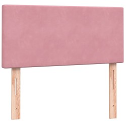 Sommier à lattes de lit avec matelas rose 90x210 cm velours 