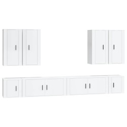 Ensemble de meubles TV 8 pcs Blanc brillant Bois d'ingénierie 