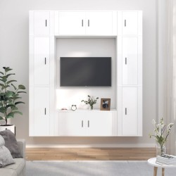 Ensemble de meubles TV 8 pcs Blanc brillant Bois d'ingénierie 
