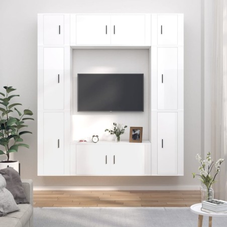 Ensemble de meubles TV 8 pcs Blanc brillant Bois d'ingénierie 