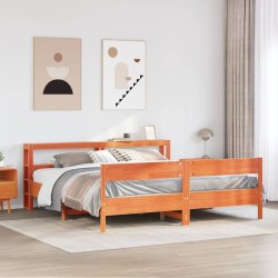Cadre de lit sans matelas cire marron 200x200cm bois pin massif 
