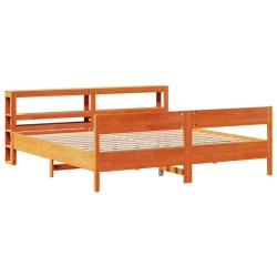 Cadre de lit sans matelas cire marron 200x200cm bois pin massif 