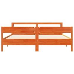 Cadre de lit sans matelas cire marron 200x200cm bois pin massif 