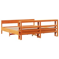 Cadre de lit sans matelas cire marron 200x200cm bois pin massif 