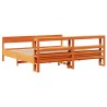 Cadre de lit sans matelas cire marron 200x200cm bois pin massif 