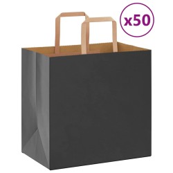 Sacs en papier 50 pcs avec poignées noir 26x17x25 cm 