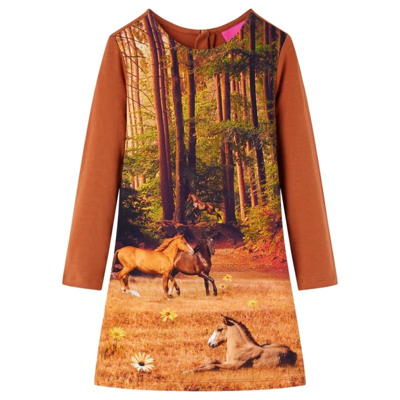 Robe pour enfants à manches longues cognac 140 