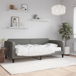 Lit de jour avec matelas gris foncé 90x190 cm tissu 