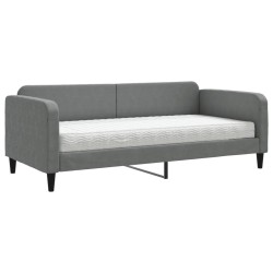 Lit de jour avec matelas gris foncé 90x190 cm tissu 