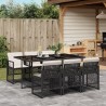 Ensemble à manger de jardin coussins 7 pcs noir résine tressée 