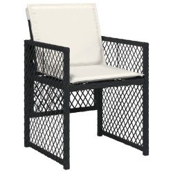 Ensemble à manger de jardin coussins 7 pcs noir résine tressée 