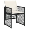 Ensemble à manger de jardin coussins 7 pcs noir résine tressée 