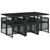Ensemble à manger de jardin coussins 7 pcs noir résine tressée 