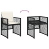Ensemble à manger de jardin coussins 7 pcs noir résine tressée 