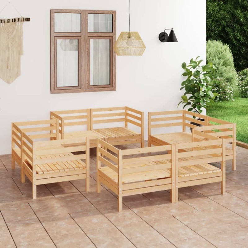 Salon de jardin 8 pcs Bois de pin massif Salon de jardin 8 pcs Bois de pin massif