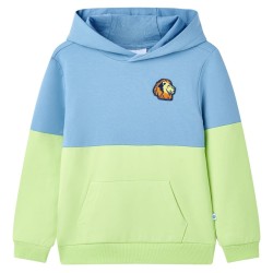 Sweatshirt à capuche pour enfants bleu et jaune tendre 140 