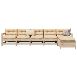 Salon de jardin 6 pcs bois de pin massif 