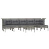 Salon de jardin 8 pcs avec coussins Gris Résine tressée 