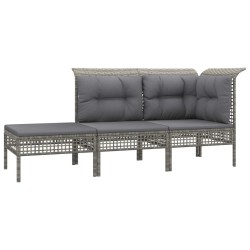 Salon de jardin 8 pcs avec coussins Gris Résine tressée 