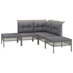 Salon de jardin 8 pcs avec coussins Gris Résine tressée 