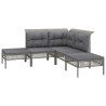 Salon de jardin 8 pcs avec coussins Gris Résine tressée 