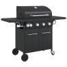 Barbecue gril à gaz avec 5 brûleurs noir acier enduit de poudre 
