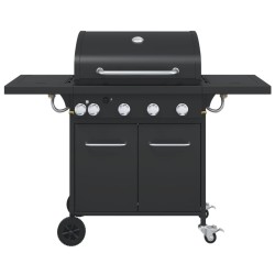 Barbecue gril à gaz avec 5 brûleurs noir acier enduit de poudre 