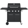 Barbecue gril à gaz avec 5 brûleurs noir acier enduit de poudre 