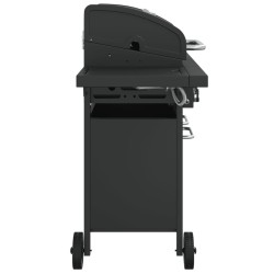 Barbecue gril à gaz avec 5 brûleurs noir acier enduit de poudre 