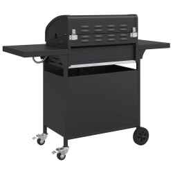 Barbecue gril à gaz avec 5 brûleurs noir acier enduit de poudre 