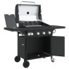 Barbecue gril à gaz avec 5 brûleurs noir acier enduit de poudre 