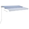 Auvent rétractable automatique et poteaux 3x2,5 m Bleu et blanc 